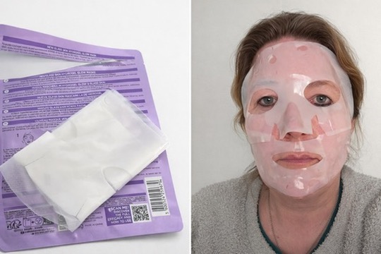 L’Oréal Glass Skin Maske Produkttest Selfie mit Hydrogelmaske nicht ganz perfekt sitzend im ehrlichen Mama Wellness Moment