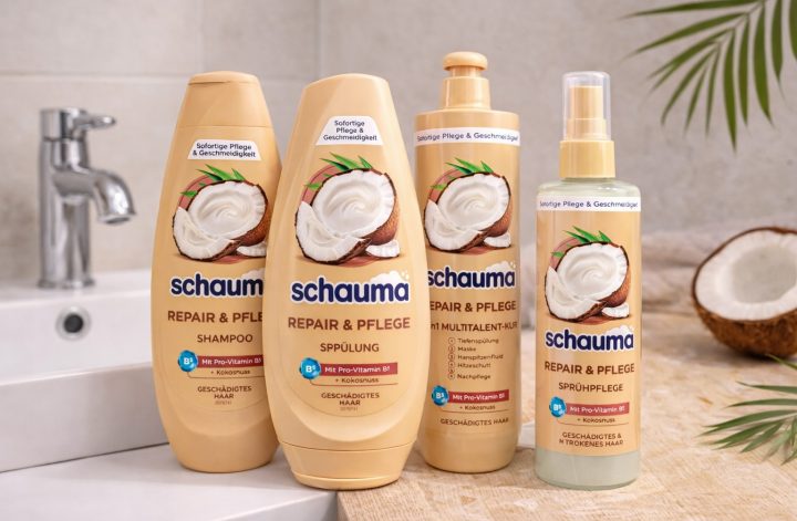 Schauma Repair und Pflege Haarpflege Serie mit Shampoo Spülung Sprühpflege und Multitalent Kur im Produkttest